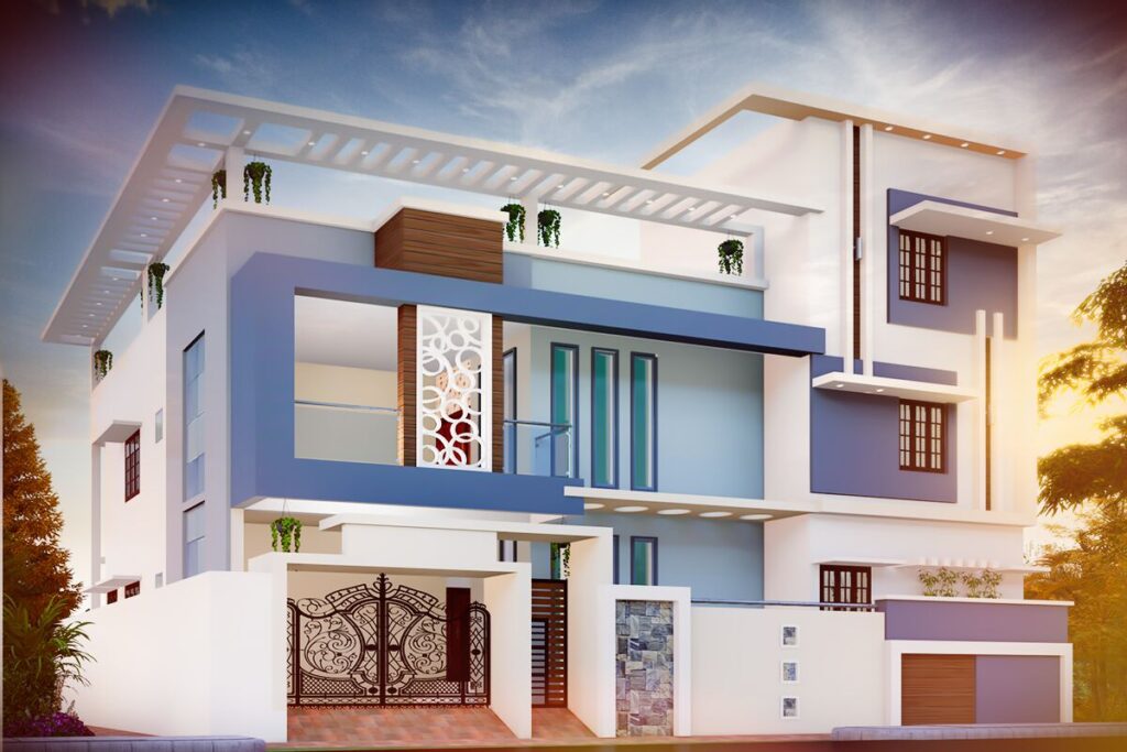 Building In 3D House Front View