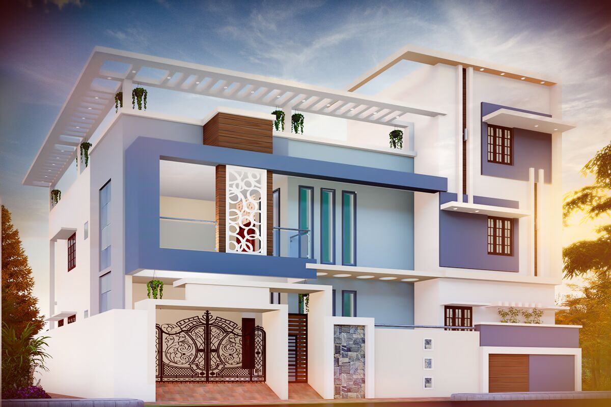 Building In 3D House Front View