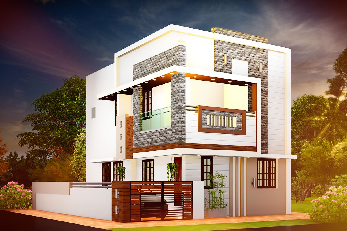 Front View Beautiful 3D House Design