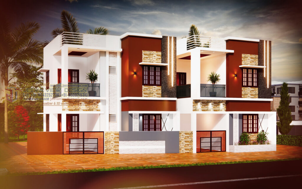 3D Front Elevation Design - Jeeva View Designs PVT.LTD