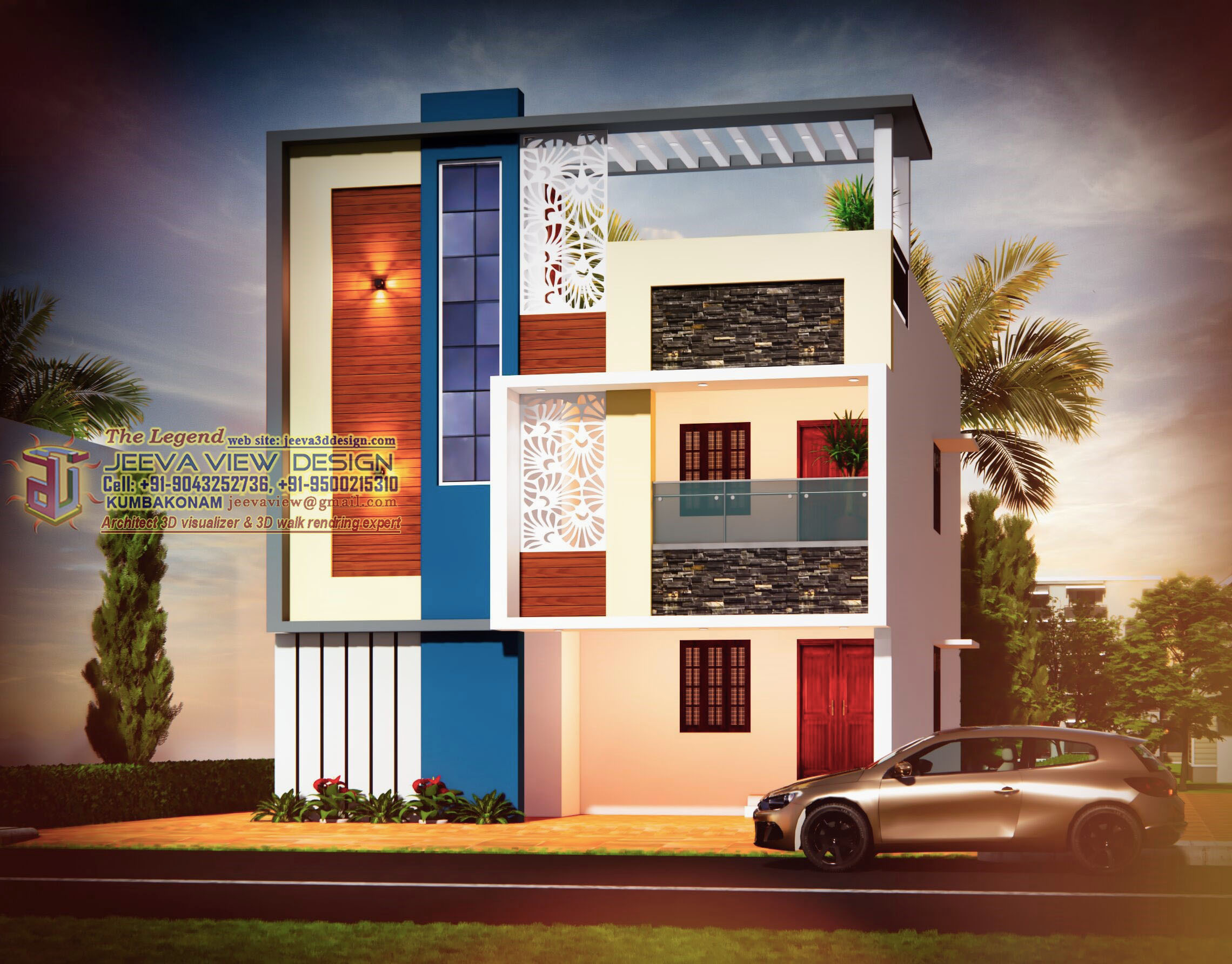 Building In 3D House Front View