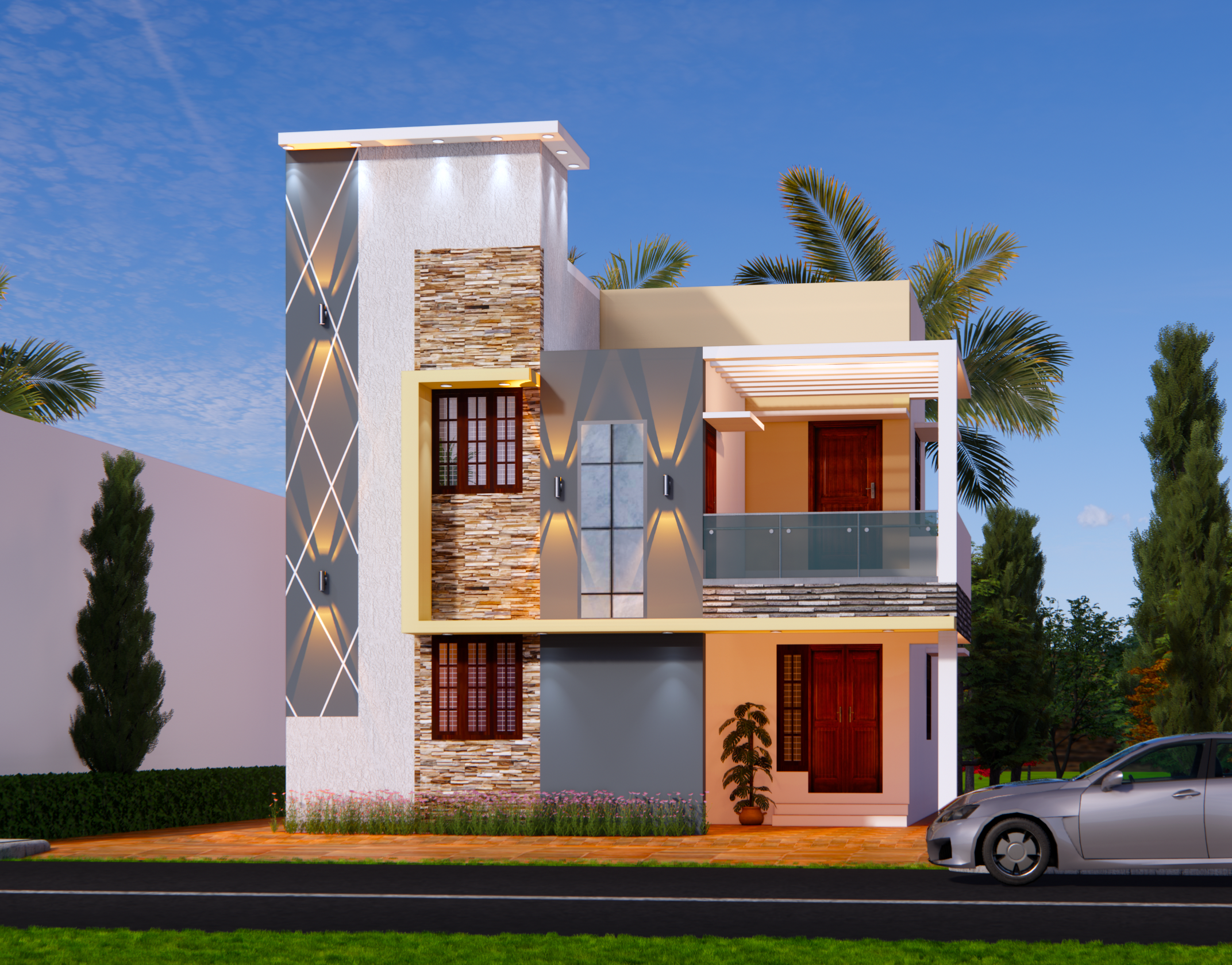 Erode House Elevations Design Rendering Services 