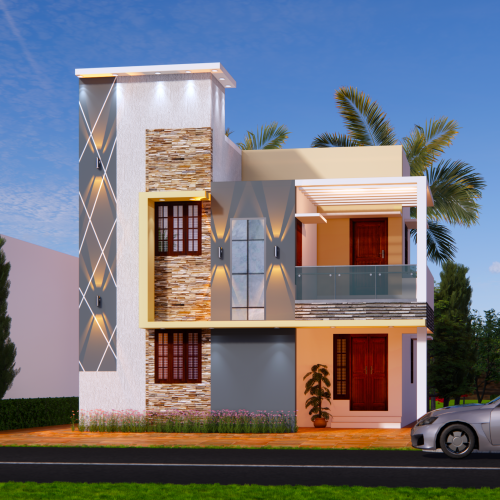 Erode House Elevations Design Rendering Services 