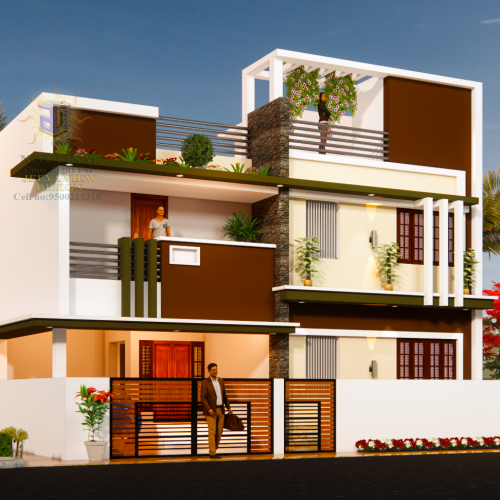 Thanjavur Homes Elevations design rendering services 